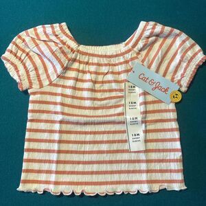 Cat & Jack 18m Striped Orange and White Top